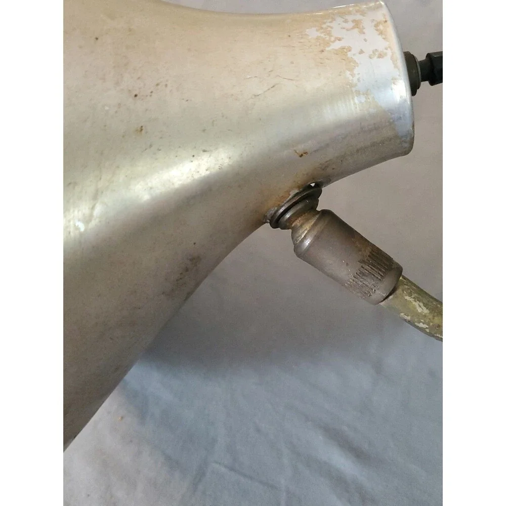 Vtg  MCM Industrial Brass Scissor Arm Star Cone Wall Lamp Extendable Sconce Work